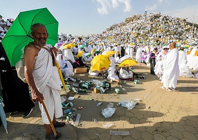 Muslim pilgrims gather on Mount Arafat, or the mount of mercy, during the annual Hajj pilgrimage, and one of the Nigerian in the picture is one of those who died